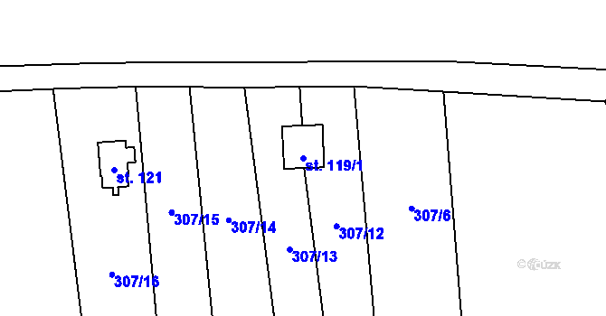 Parcela st. 119/1 v KÚ Chlum u Blatné, Katastrální mapa
