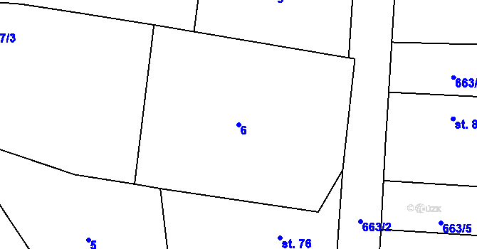 Parcela st. 6 v KÚ Chlum u Blatné, Katastrální mapa