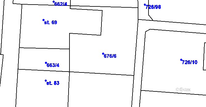 Parcela st. 676/6 v KÚ Chlum u Blatné, Katastrální mapa