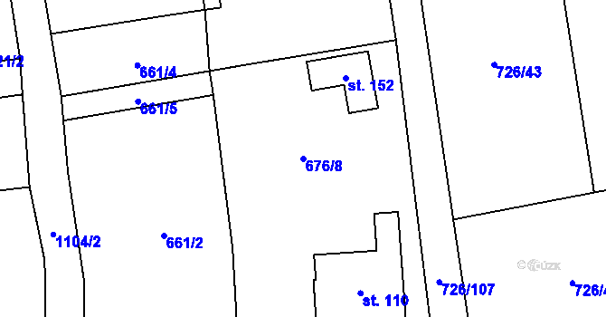 Parcela st. 676/8 v KÚ Chlum u Blatné, Katastrální mapa