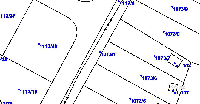 Parcela st. 1073/1 v KÚ Chlum u Blatné, Katastrální mapa