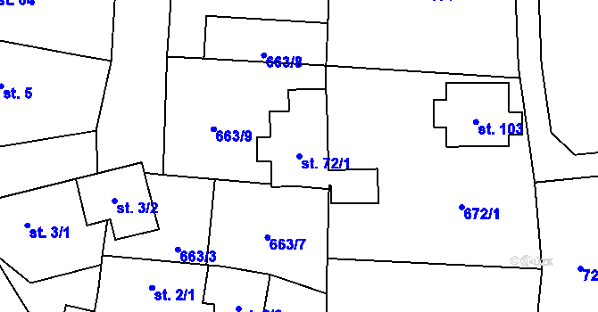 Parcela st. 72/1 v KÚ Chlum u Blatné, Katastrální mapa