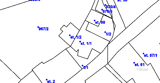 Parcela st. 1/1 v KÚ Chlum u Blovic, Katastrální mapa