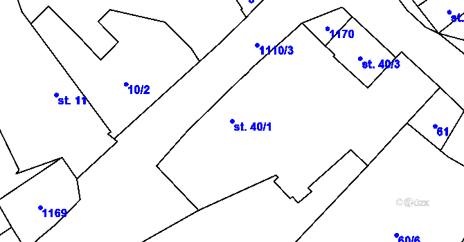 Parcela st. 40/1 v KÚ Chlum u Blovic, Katastrální mapa