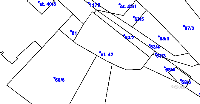 Parcela st. 42 v KÚ Chlum u Blovic, Katastrální mapa