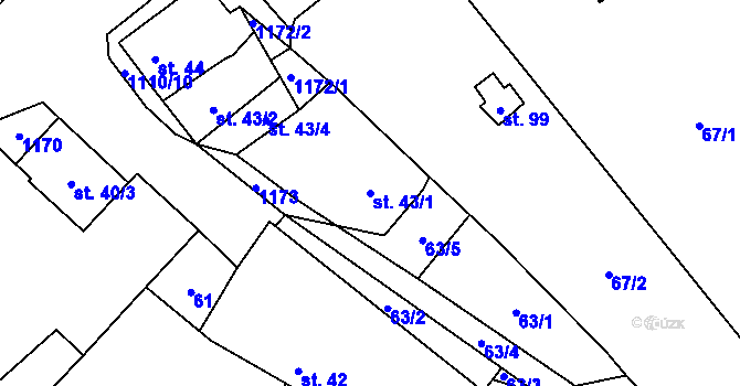 Parcela st. 43/1 v KÚ Chlum u Blovic, Katastrální mapa