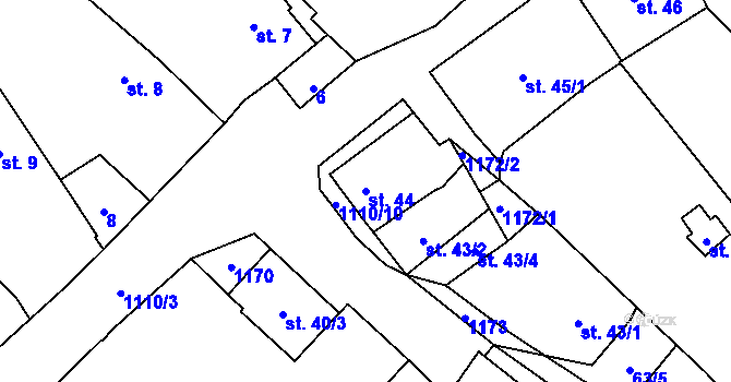 Parcela st. 44 v KÚ Chlum u Blovic, Katastrální mapa