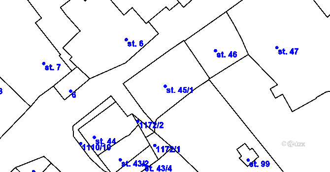 Parcela st. 45/1 v KÚ Chlum u Blovic, Katastrální mapa