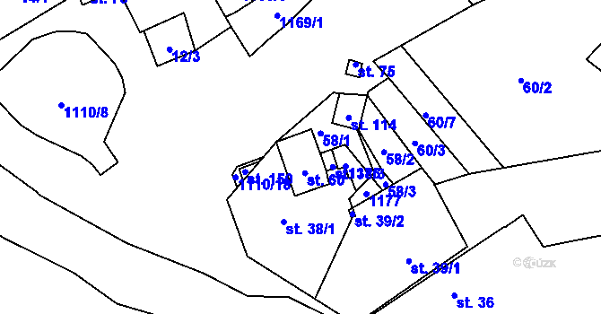 Parcela st. 60 v KÚ Chlum u Blovic, Katastrální mapa