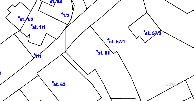 Parcela st. 61 v KÚ Chlum u Blovic, Katastrální mapa