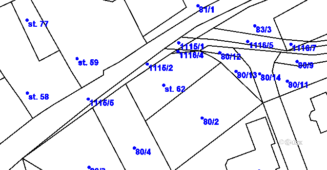Parcela st. 62 v KÚ Chlum u Blovic, Katastrální mapa