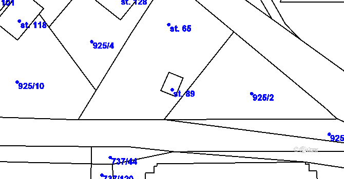 Parcela st. 89 v KÚ Chlum u Blovic, Katastrální mapa
