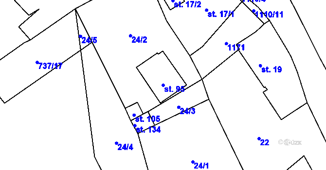 Parcela st. 95 v KÚ Chlum u Blovic, Katastrální mapa
