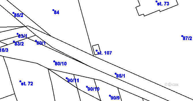 Parcela st. 107 v KÚ Chlum u Blovic, Katastrální mapa