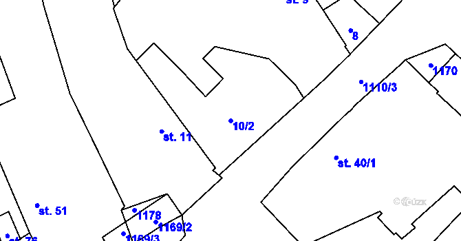 Parcela st. 10/2 v KÚ Chlum u Blovic, Katastrální mapa