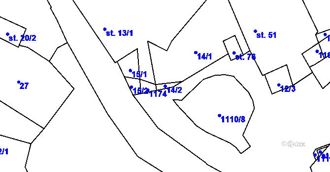 Parcela st. 14/2 v KÚ Chlum u Blovic, Katastrální mapa