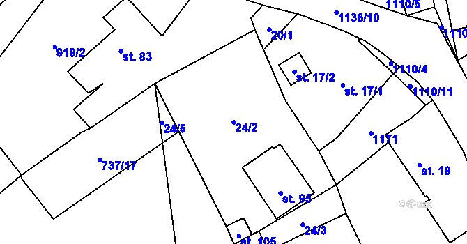 Parcela st. 24/2 v KÚ Chlum u Blovic, Katastrální mapa