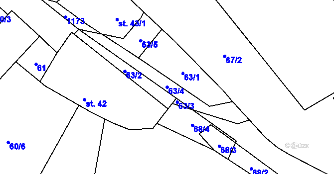 Parcela st. 63/4 v KÚ Chlum u Blovic, Katastrální mapa