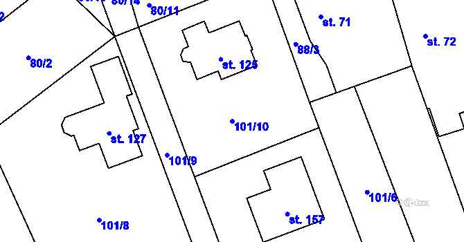 Parcela st. 101/10 v KÚ Chlum u Blovic, Katastrální mapa