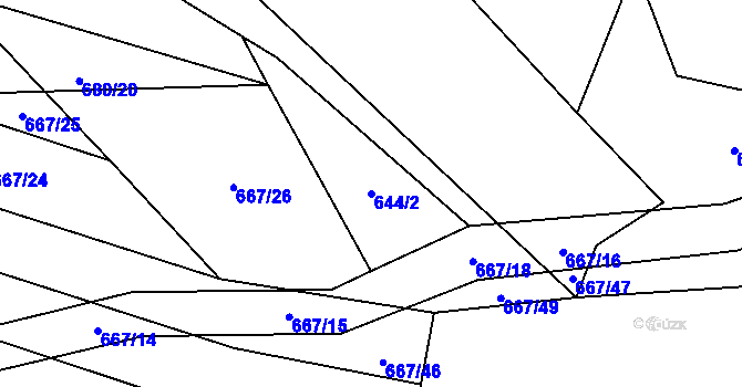 Parcela st. 644/2 v KÚ Chlum u Blovic, Katastrální mapa