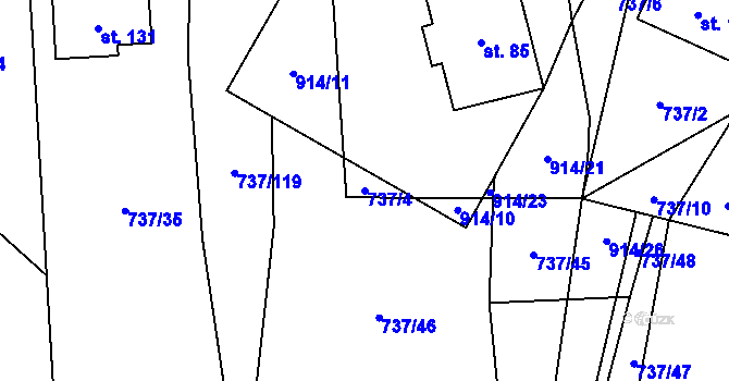 Parcela st. 737/4 v KÚ Chlum u Blovic, Katastrální mapa