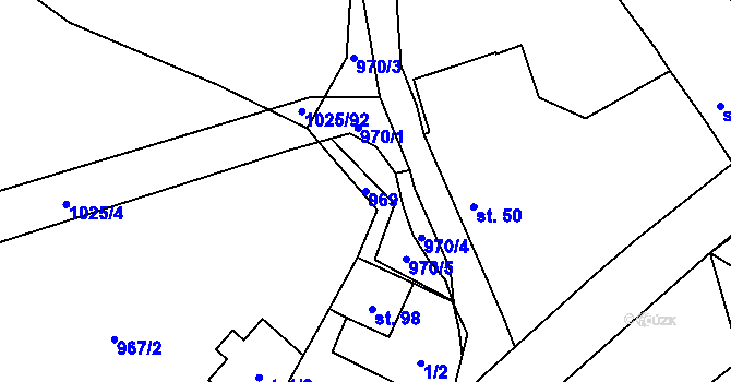 Parcela st. 969 v KÚ Chlum u Blovic, Katastrální mapa