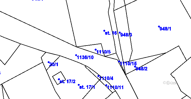 Parcela st. 1110/5 v KÚ Chlum u Blovic, Katastrální mapa