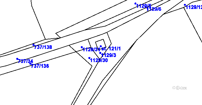 Parcela st. 1129/2 v KÚ Chlum u Blovic, Katastrální mapa