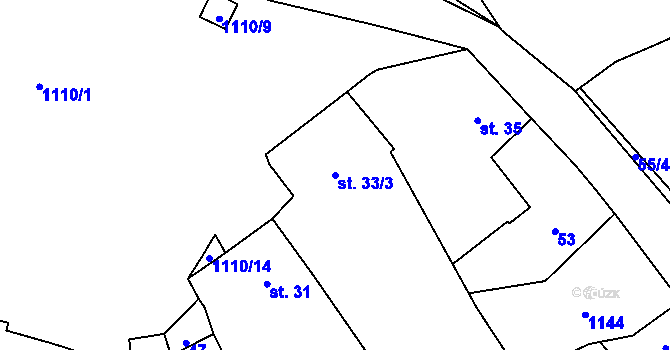 Parcela st. 33/3 v KÚ Chlum u Blovic, Katastrální mapa