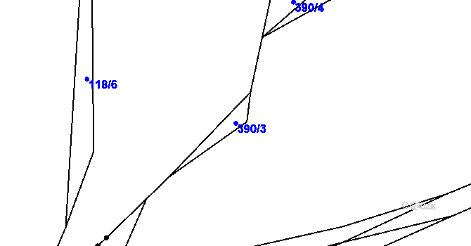 Parcela st. 390/3 v KÚ Chlum u Blovic, Katastrální mapa