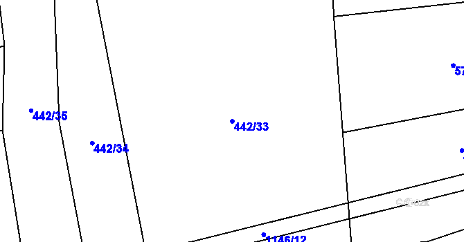 Parcela st. 442/33 v KÚ Chlum u Blovic, Katastrální mapa