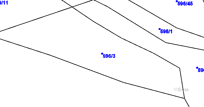 Parcela st. 596/3 v KÚ Chlum u Blovic, Katastrální mapa