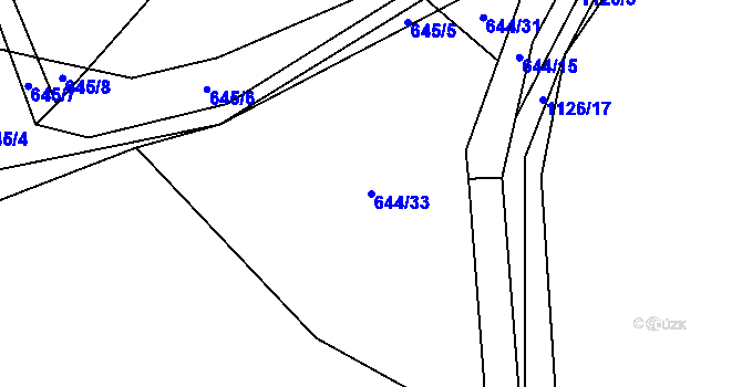 Parcela st. 644/33 v KÚ Chlum u Blovic, Katastrální mapa