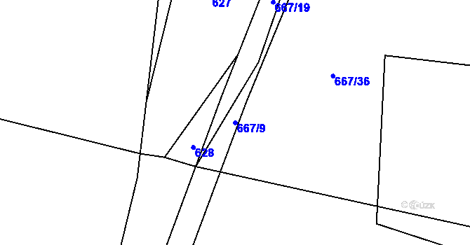 Parcela st. 667/9 v KÚ Chlum u Blovic, Katastrální mapa