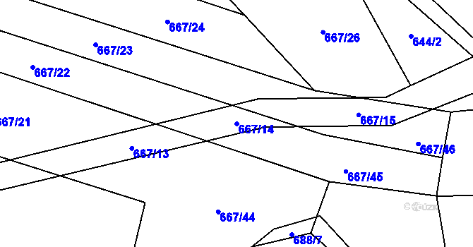 Parcela st. 667/14 v KÚ Chlum u Blovic, Katastrální mapa