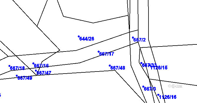 Parcela st. 667/17 v KÚ Chlum u Blovic, Katastrální mapa