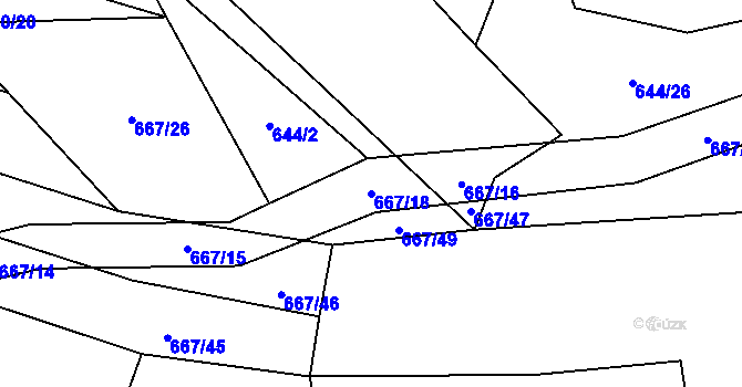 Parcela st. 667/18 v KÚ Chlum u Blovic, Katastrální mapa