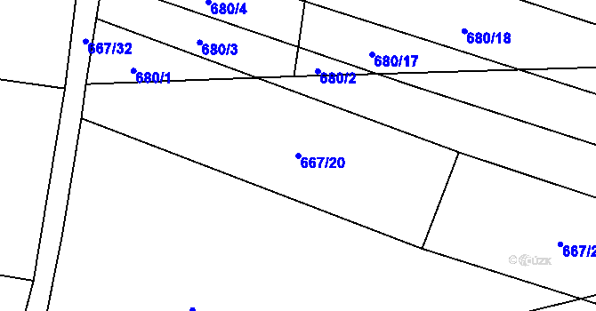 Parcela st. 667/20 v KÚ Chlum u Blovic, Katastrální mapa