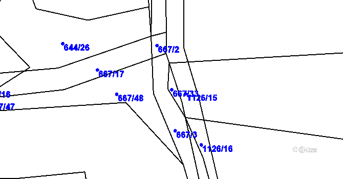 Parcela st. 667/33 v KÚ Chlum u Blovic, Katastrální mapa