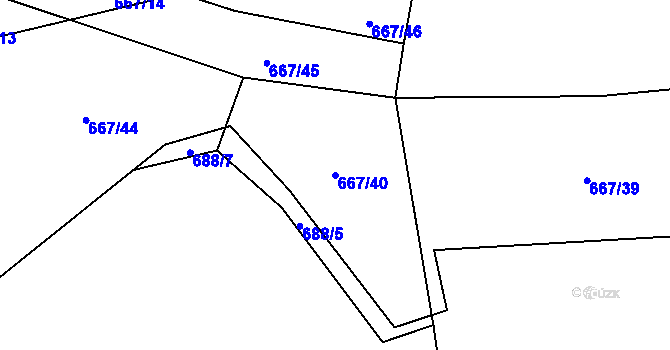 Parcela st. 667/40 v KÚ Chlum u Blovic, Katastrální mapa