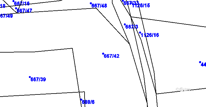 Parcela st. 667/42 v KÚ Chlum u Blovic, Katastrální mapa