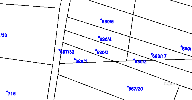 Parcela st. 680/3 v KÚ Chlum u Blovic, Katastrální mapa