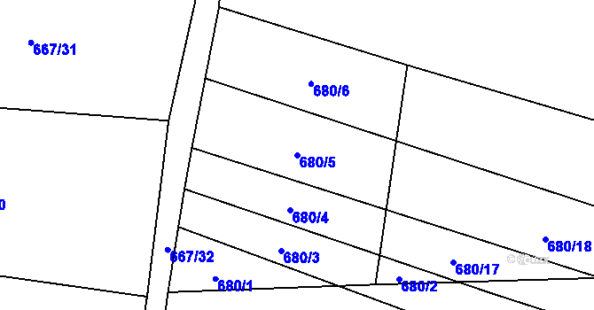 Parcela st. 680/5 v KÚ Chlum u Blovic, Katastrální mapa