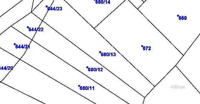 Parcela st. 680/13 v KÚ Chlum u Blovic, Katastrální mapa