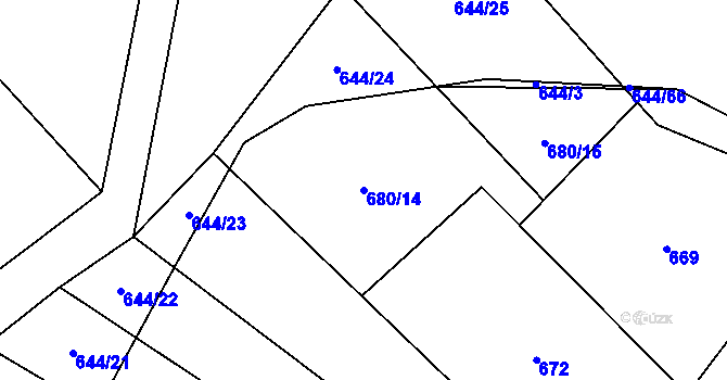 Parcela st. 680/14 v KÚ Chlum u Blovic, Katastrální mapa