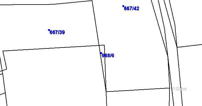 Parcela st. 688/6 v KÚ Chlum u Blovic, Katastrální mapa