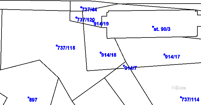 Parcela st. 914/18 v KÚ Chlum u Blovic, Katastrální mapa