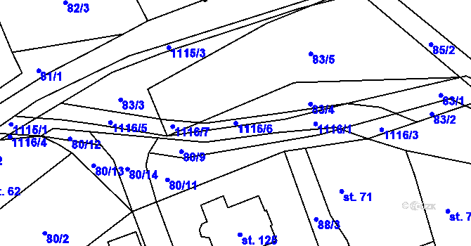 Parcela st. 1116/6 v KÚ Chlum u Blovic, Katastrální mapa
