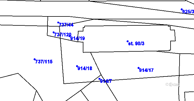Parcela st. 90/1 v KÚ Chlum u Blovic, Katastrální mapa