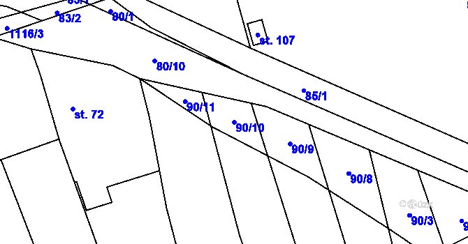 Parcela st. 90/10 v KÚ Chlum u Blovic, Katastrální mapa